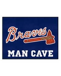 Atlanta Braves  in Braves in  Script Logo Man Cave AllStar Rug  34 in. x 42.5 in. Navy by   