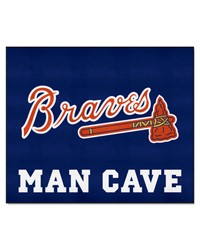 Atlanta Braves  in Braves in  Script Logo Man Cave Tailgater Rug  5ft. x 6ft. Navy by   
