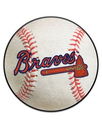 Atlanta Braves  in Braves in  Script Logo Baseball Rug  27in. Diameter White by   