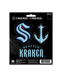 Seattle Kraken 3 Piece Decal Sticker Set Blue by   