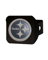 Pittsburgh Steelers Black Metal Hitch Cover with Metal Chrome 3D Emblem Black by   