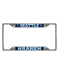 Seattle Kraken Chrome Metal License Plate Frame 6.25in x 12.25in Chrome by   