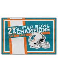 Miami Dolphins Dynasty 5ft. x 8ft. Plush Area Rug Turquoise by   