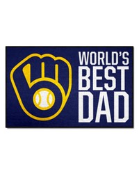 Milwaukee Brewers Starter Mat Accent Rug  19in. x 30in. Worlds Best Dad Starter Mat Navy by   