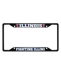 Illinois Illini Metal License Plate Frame Black Finish Navy by   
