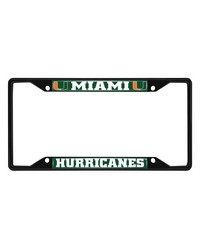 Miami Hurricanes Metal License Plate Frame Black Finish Green by   