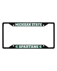 Michigan State Spartans Metal License Plate Frame Black Finish Green by   
