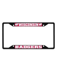 Wisconsin Badgers Metal License Plate Frame Black Finish Red by   