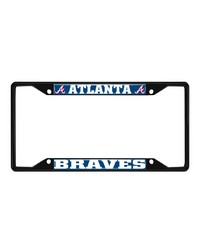 Atlanta Braves Metal License Plate Frame Black Finish Navy by   