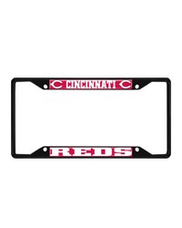 Cincinnati Reds Metal License Plate Frame Black Finish Red by   