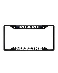 Miami Marlins Metal License Plate Frame Black Finish Black by   