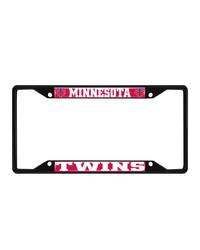 Minnesota Twins Metal License Plate Frame Black Finish Red by   