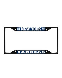 New York Yankees Metal License Plate Frame Black Finish Blue by   