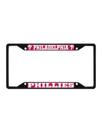 Philadelphia Phillies Metal License Plate Frame Black Finish Red by   