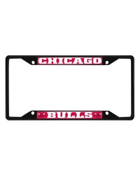 Chicago Bulls Metal License Plate Frame Black Finish Chrome by   