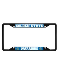 Golden State Warriors Metal License Plate Frame Black Finish Chrome by   