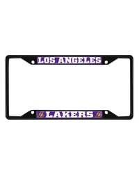Los Angeles Lakers Metal License Plate Frame Black Finish Chrome by   