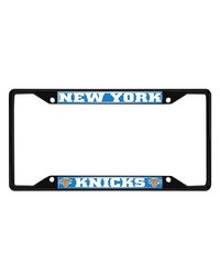 New York Knicks Metal License Plate Frame Black Finish Chrome by   