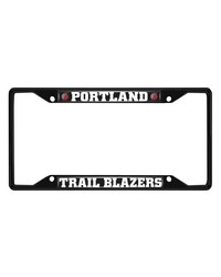 Portland Trail Blazers Metal License Plate Frame Black Finish Chrome by   