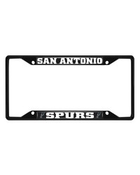 San Antonio Spurs Metal License Plate Frame Black Finish Chrome by   