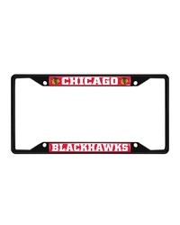 Chicago Blackhawks Metal License Plate Frame Black Finish Red by   