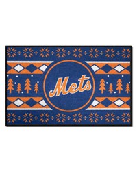 New York Mets Holiday Sweater Starter Mat Accent Rug  19in. x 30in. Blue by   