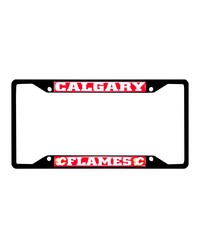 Calgary Flames Metal License Plate Frame Black Finish Red by   