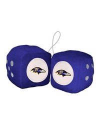 Baltimore Ravens Team Color Fuzzy Dice Decor 3 in  Set Purple by   