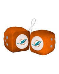 Miami Dolphins Team Color Fuzzy Dice Decor 3 in  Set Orange by   