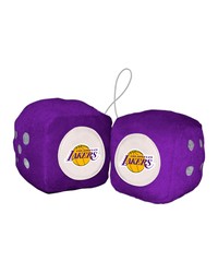 Los Angeles Lakers Team Color Fuzzy Dice Decor 3 in  Set Purple by   