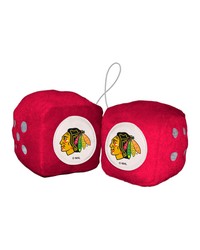 Chicago Blackhawks Team Color Fuzzy Dice Decor 3 in  Set Red by   