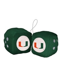 Miami Hurricanes Team Color Fuzzy Dice Decor 3 in  Set Green by   