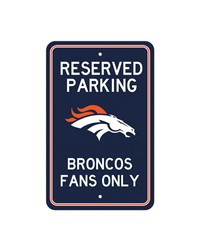 Denver Broncos Team Color Reserved Parking Sign Decor 18in. X 11.5in. Lightweight Navy by   