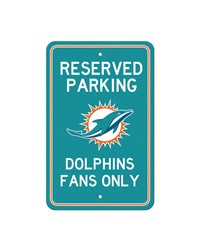 Miami Dolphins Team Color Reserved Parking Sign Decor 18in. X 11.5in. Lightweight Aqua by   