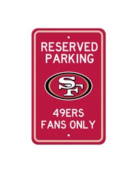 San Francisco 49ers Team Color Reserved Parking Sign Decor 18in. X 11.5in. Lightweight Red by   