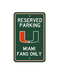 Miami Hurricanes Team Color Reserved Parking Sign Decor 18in. X 11.5in. Lightweight Green by   