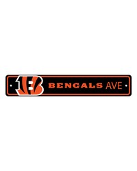 Cincinnati Bengals Team Color Street Sign Decor 4in. X 24in. Lightweight Black by   