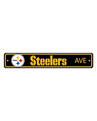 Pittsburgh Steelers Team Color Street Sign Decor 4in. X 24in. Lightweight Black by   