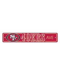San Francisco 49ers Team Color Street Sign Decor 4in. X 24in. Lightweight Red by   