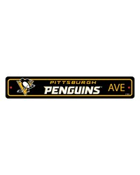 Pittsburgh Penguins Team Color Street Sign Decor 4in. X 24in. Lightweight Black by   