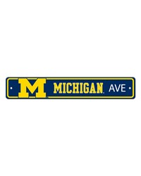 Michigan Wolverines Team Color Street Sign Decor 4in. X 24in. Lightweight Blue by   