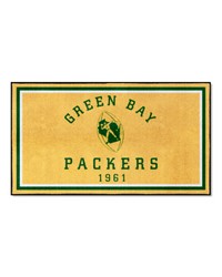 Green Bay Packers 3ft. x 5ft. Plush Area Rug NFL Vintage Yellow by   