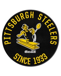 Pittsburgh Steelers Roundel Rug  27in. Diameter NFL Vintage Black by   