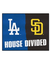 MLB House Divided  Dodgers   Padres House Divided House Divided Rug  34 in. x 42.5 in. Blue by   