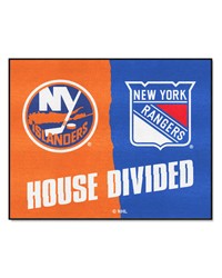 NHL House Divided  New York Islanders   New York Rangers House Divided Rug  34 in. x 42.5 in. Multi by   