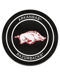 Arkansas Hockey Puck Rug  27in. Diameter Black by   