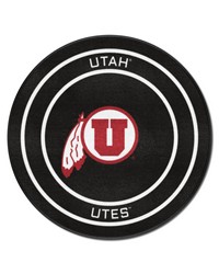 Utah Hockey Puck Rug  27in. Diameter Black by   