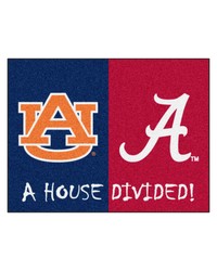Alabama Crimson Tide Auburn Tigers House Divided Rug by   