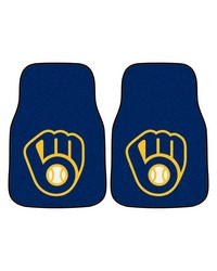 MLB Milwaukee Brewers 2piece Carpeted Car Mats 18x27 by   