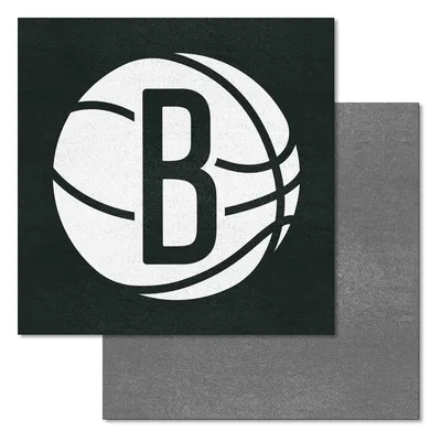 Fan Mats  LLC Brooklyn Nets Team Carpet Tiles Black
